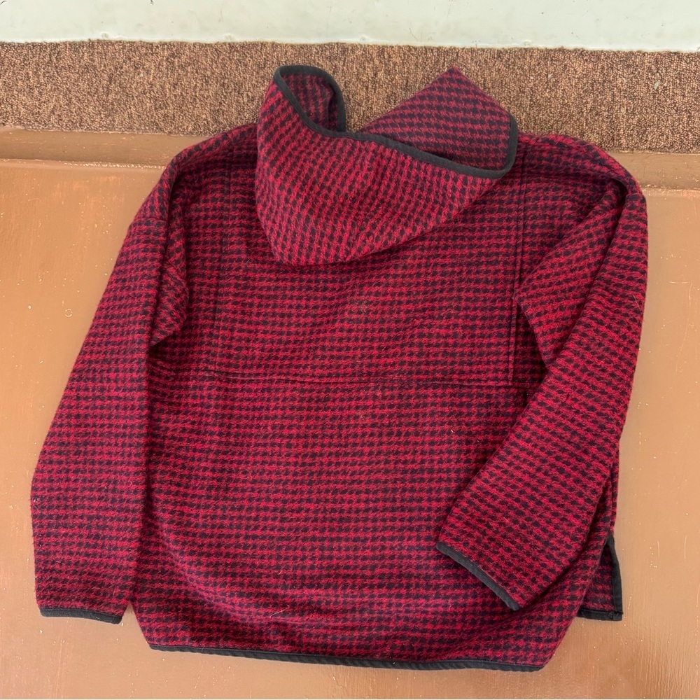 Madewell Red and Black Brushed Houndstooth Oversized Hoodie - Women’s Medium - Picture 2 of 8